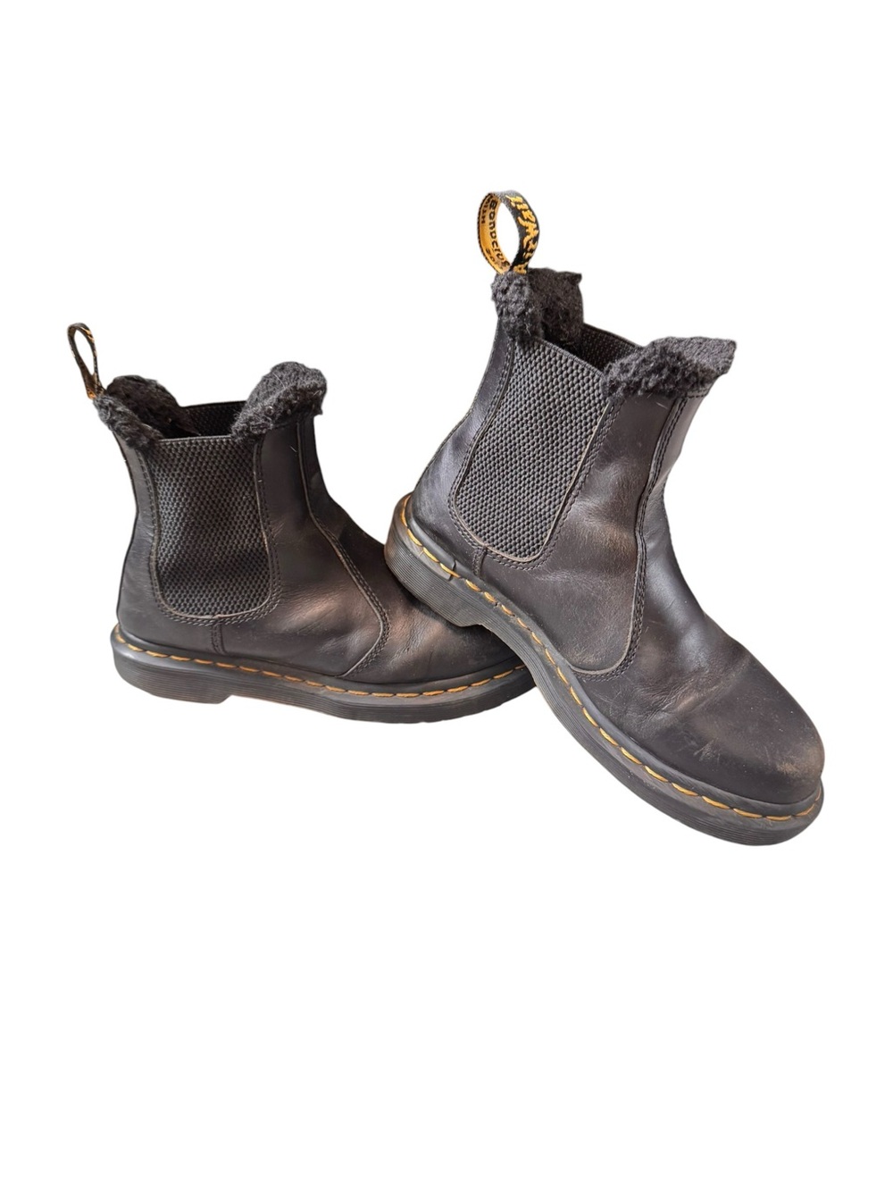 Dr. Martens 2976 Women's Chelsea Boots Fur Lined Size 6 Black Grunge Y2K Goth